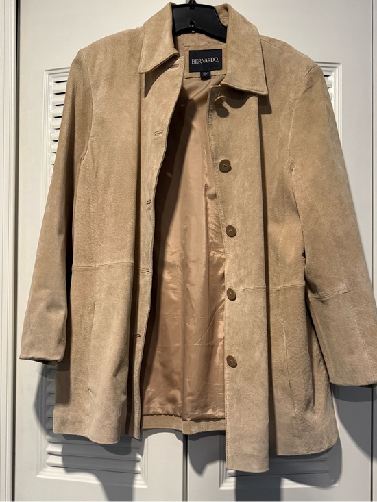 Bernardo Jackets & Blazers - Bernardo Tan Suede Jacket with Button Detail